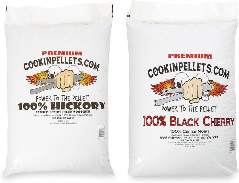 CookinPellets Black Cherry Smoker Smoking Hardwood Wood Pellets Bundle w/ Premium Hickory Grill Smoker Smoking Wood Pellets, 40 Lb Bags - Image 1
